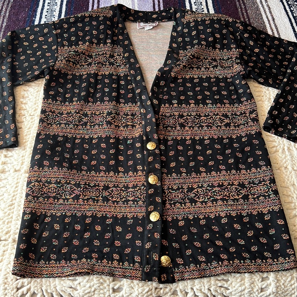Vintage Boho Cardigan Shimmery Gold